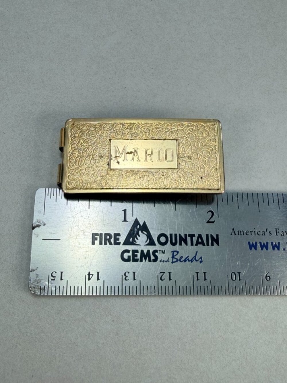 Vintage Gold Filled Mario Personalized Money Clip Engraved Floral Etched - Picture 4 of 7